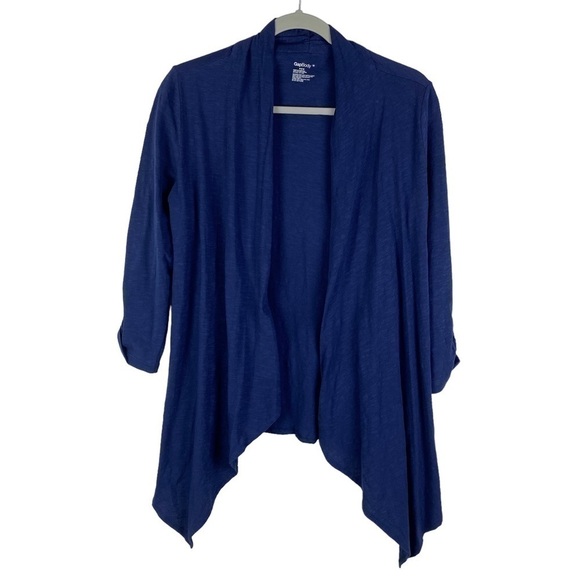 Gap‎ Body Factory Open Front Waterfall Cardigan Women's Medium Blue 3/4 Sleeve - Picture 7 of 8